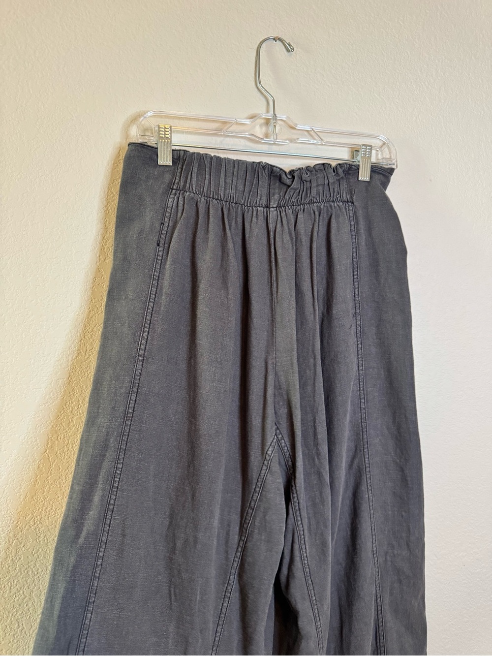 Free People Day's End Linen Wide Leg Pull-On Pants Charcoal Grey - Picture 13 of 14